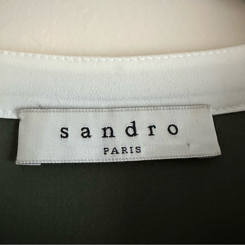 Sandro • Textured Layered Look Shirt Dress in‎ Olive - Picture 4 of 9